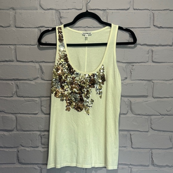 NWOT Express Sequin Embellished Yellow Tank Top size M - Picture 7 of 7
